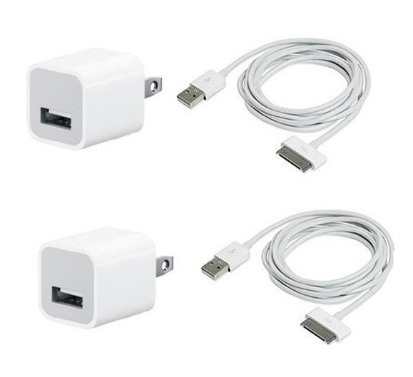2X USB USA AC Power Adapter Wall Charger Plug + SYNC Cable iPod iPhone 3GS 4 4S
