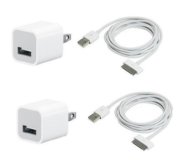 2X USB USA AC Power Adapter Wall Charger Plug + SYNC Cable iPod iPhone 3GS 4 4S
