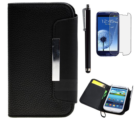 Magnetic Stripe Leather Card Wallet Case Cover For Galaxy S3 III i9300 B